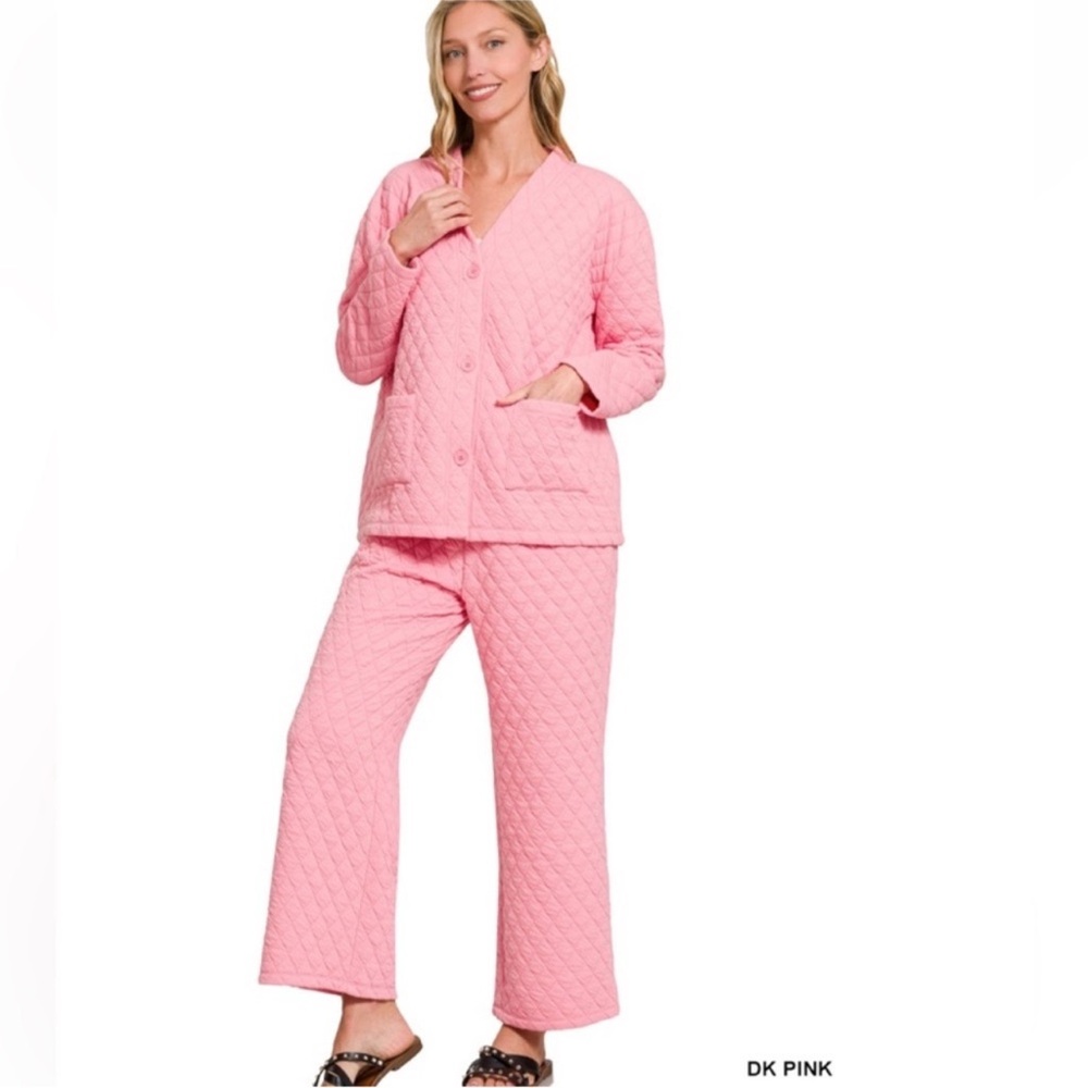 Zenana QUILTED JACKET AND PANTS SET
